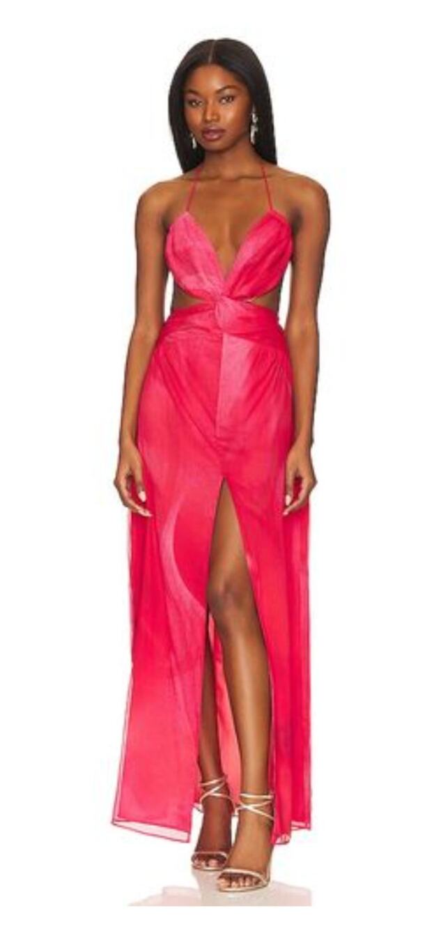 NBD Gown Maxi Strappy Halter Open Back Prom Formal Gala Cocktail Hoco Party S